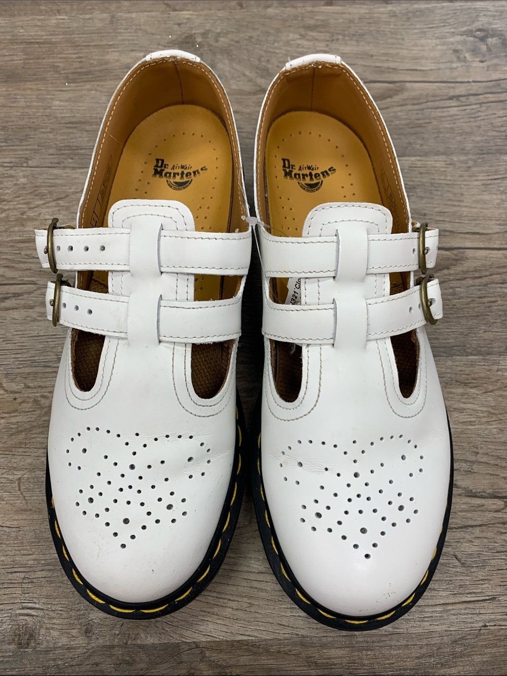 Dr. Martens White Heart Brogue Double-Strap Mary Jane Size 9